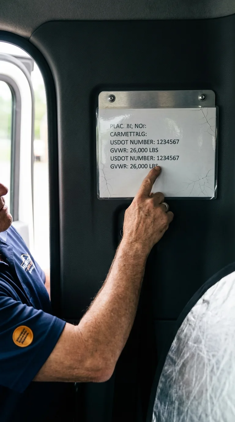 USDOT licensing placard verification in Columbia City